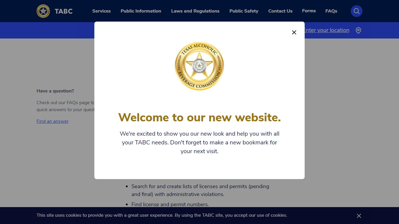 TABC Public Inquiry | TABC - Texas Alcoholic Beverage Commission